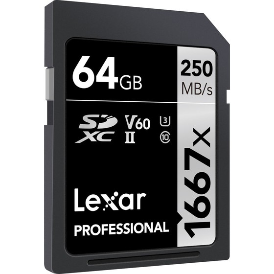 Lexar Professional 64GB 1667x, (V60) R250/W120 SDXC